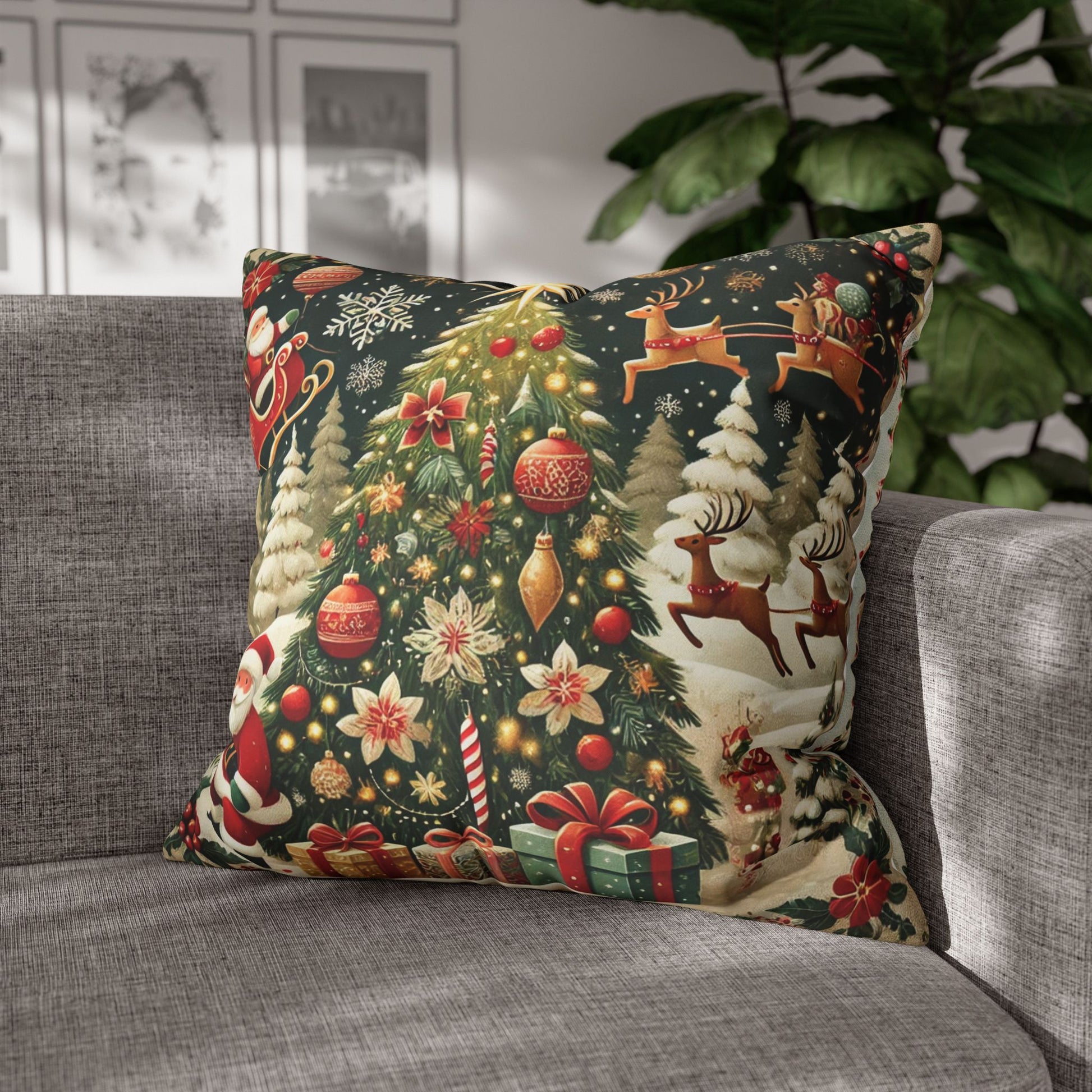 Christmas Square Pillowcase, Holiday Cushion Cover, Festive Throw Pillow, Xmas Decor, Home Decor Gift - Homevalley.co.uk