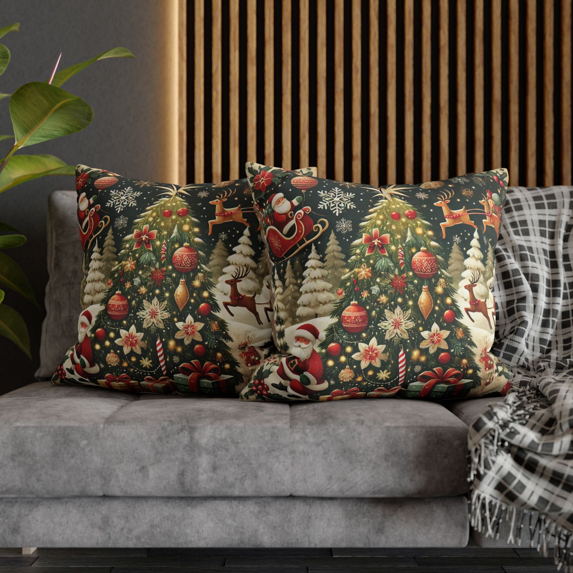 Christmas Square Pillowcase, Holiday Cushion Cover, Festive Throw Pillow, Xmas Decor, Home Decor Gift - Homevalley.co.uk