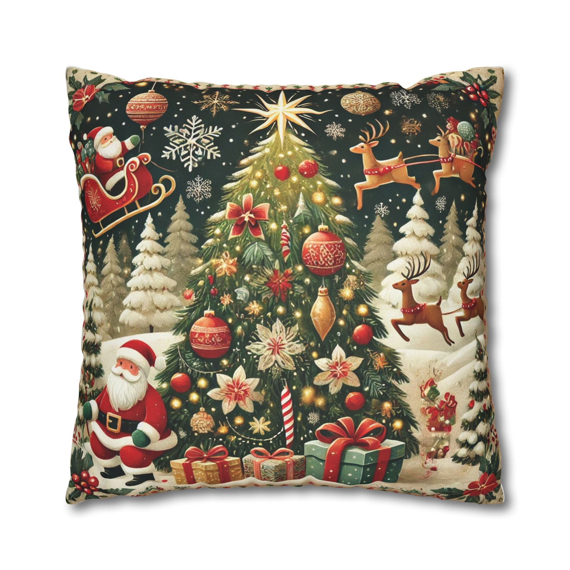 Christmas Square Pillowcase, Holiday Cushion Cover, Festive Throw Pillow, Xmas Decor, Home Decor Gift - Homevalley.co.uk