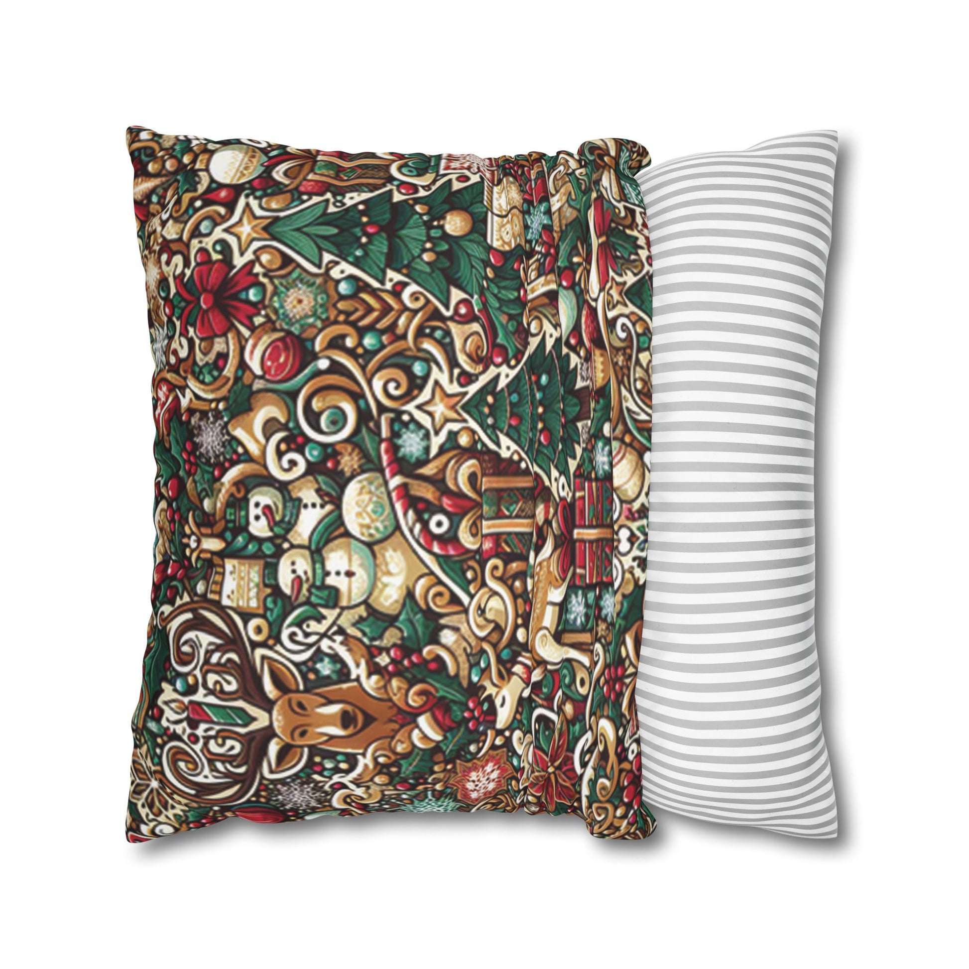 Christmas Square Pillowcase, Holiday Cushion Cover, Festive Throw Pillow, Xmas Decor, Home Decor Gift - Homevalley.co.uk