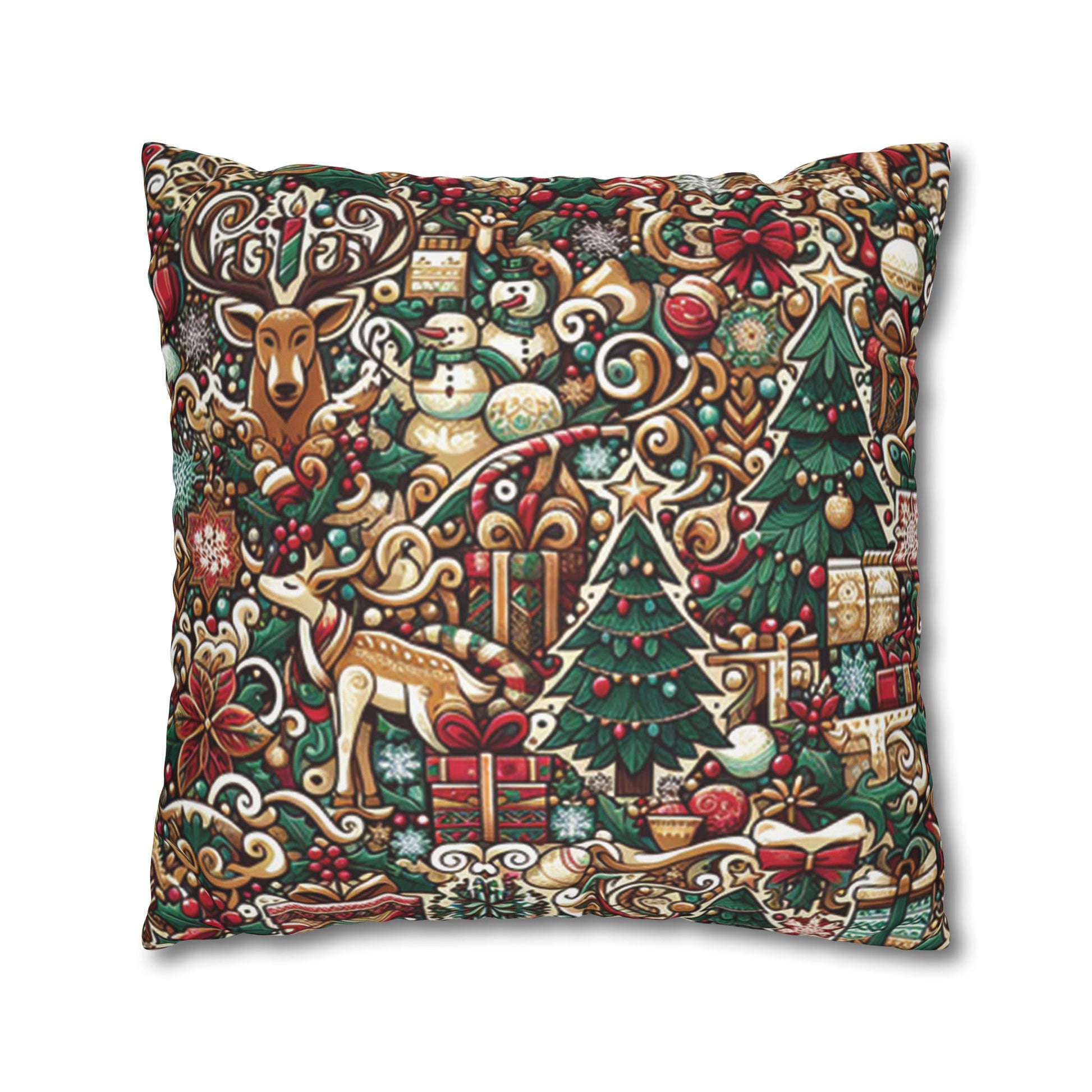 Christmas Square Pillowcase, Holiday Cushion Cover, Festive Throw Pillow, Xmas Decor, Home Decor Gift - Homevalley.co.uk
