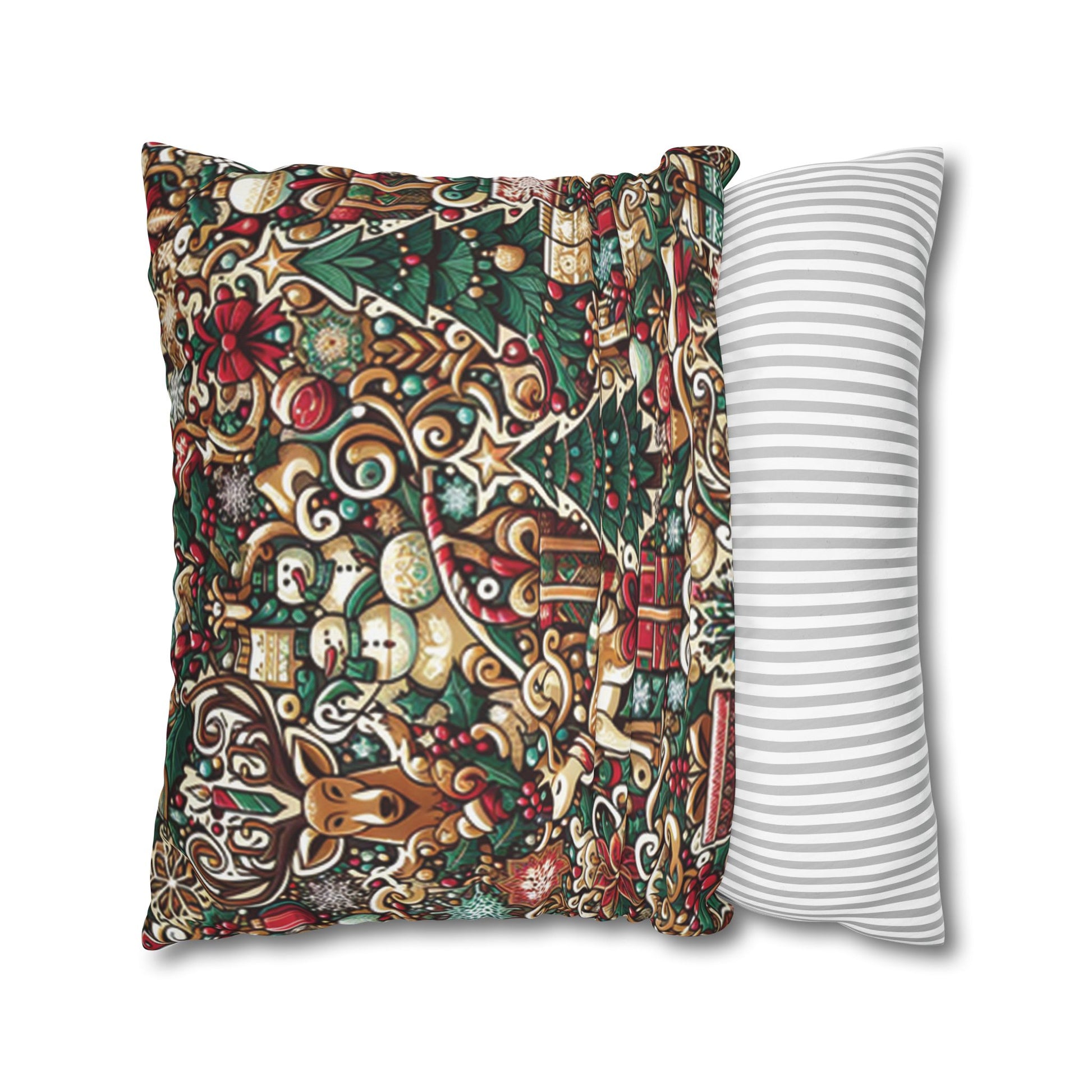 Christmas Square Pillowcase, Holiday Cushion Cover, Festive Throw Pillow, Xmas Decor, Home Decor Gift - Homevalley.co.uk