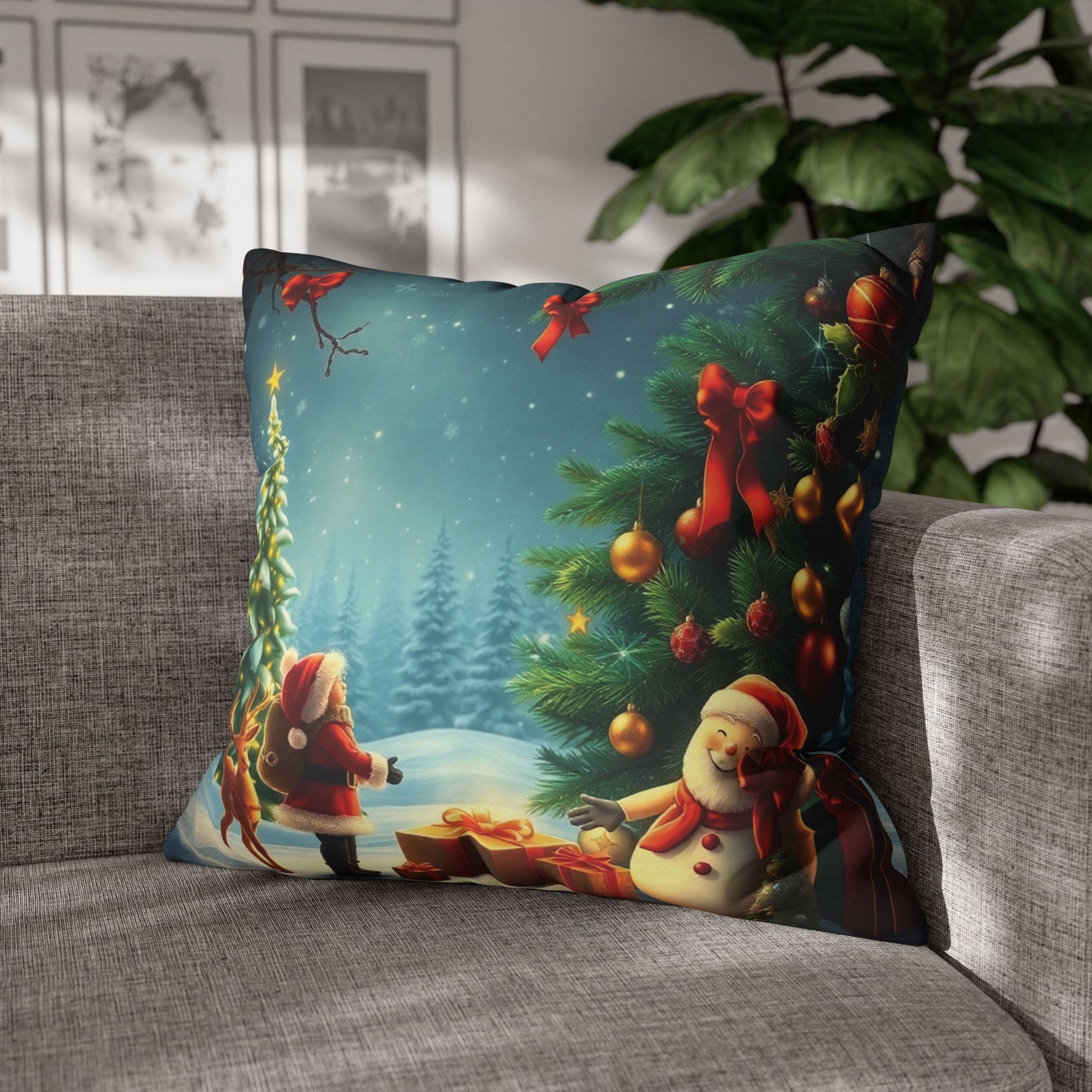 Christmas Square Pillowcase, Holiday Cushion Cover, Festive Throw Pillow, Xmas Decor, Home Decor Gift - Homevalley.co.uk