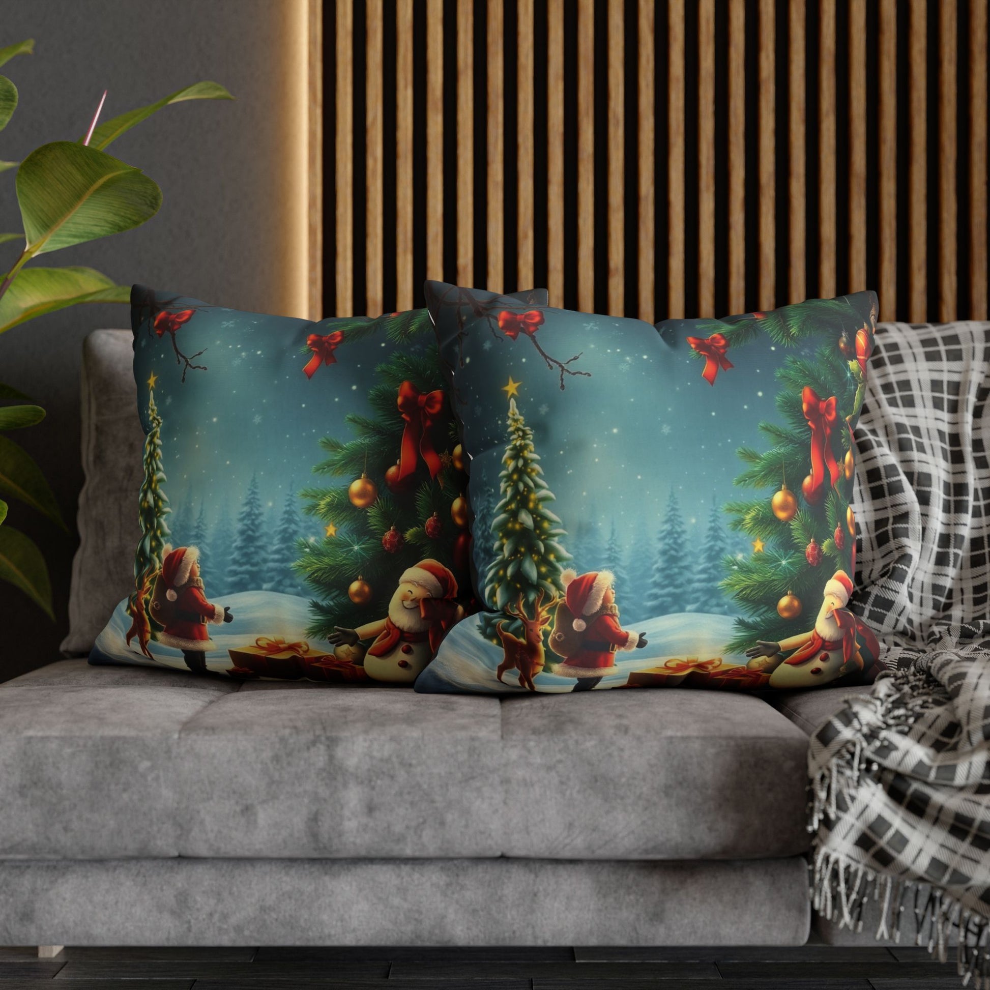 Christmas Square Pillowcase, Holiday Cushion Cover, Festive Throw Pillow, Xmas Decor, Home Decor Gift - Homevalley.co.uk