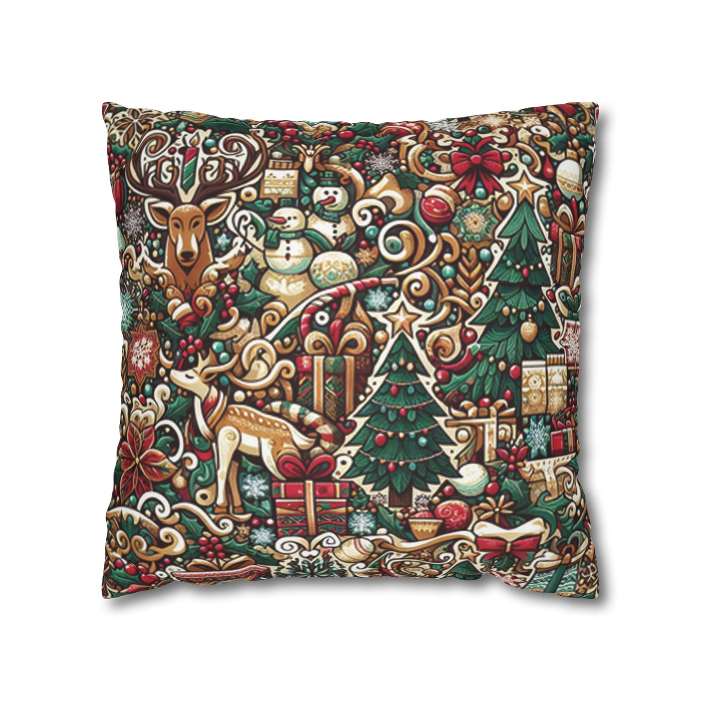 Christmas Square Pillowcase, Holiday Cushion Cover, Festive Throw Pillow, Xmas Decor, Home Decor Gift - Homevalley.co.uk