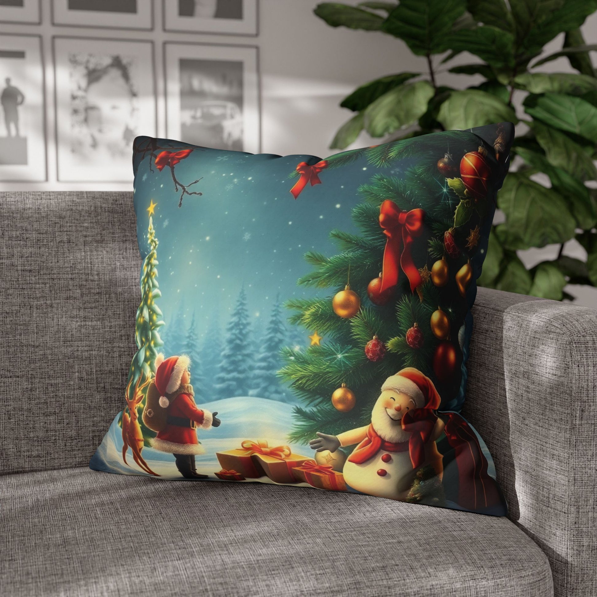 Christmas Square Pillowcase, Holiday Cushion Cover, Festive Throw Pillow, Xmas Decor, Home Decor Gift - Homevalley.co.uk