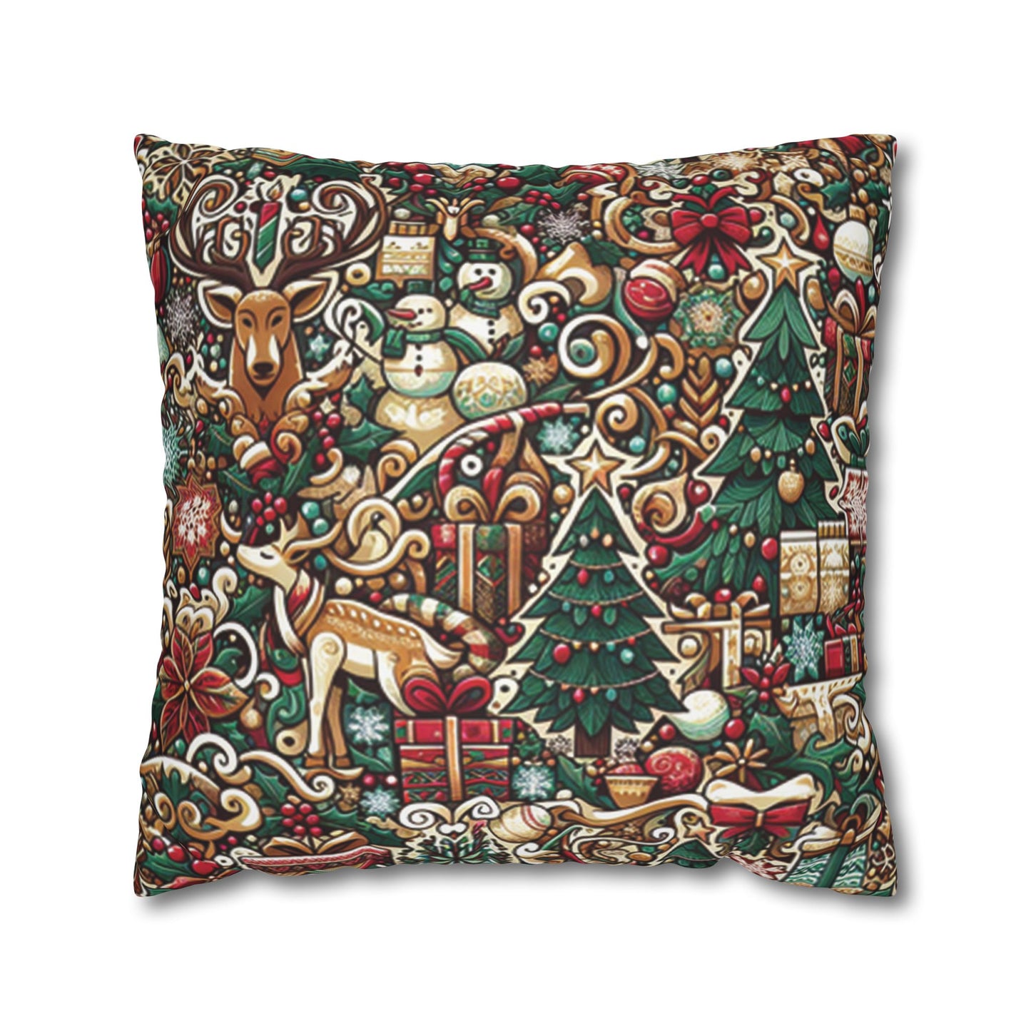 Christmas Square Pillowcase, Holiday Cushion Cover, Festive Throw Pillow, Xmas Decor, Home Decor Gift - Homevalley.co.uk