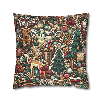 Christmas Square Pillowcase, Holiday Cushion Cover, Festive Throw Pillow, Xmas Decor, Home Decor Gift - Homevalley.co.uk