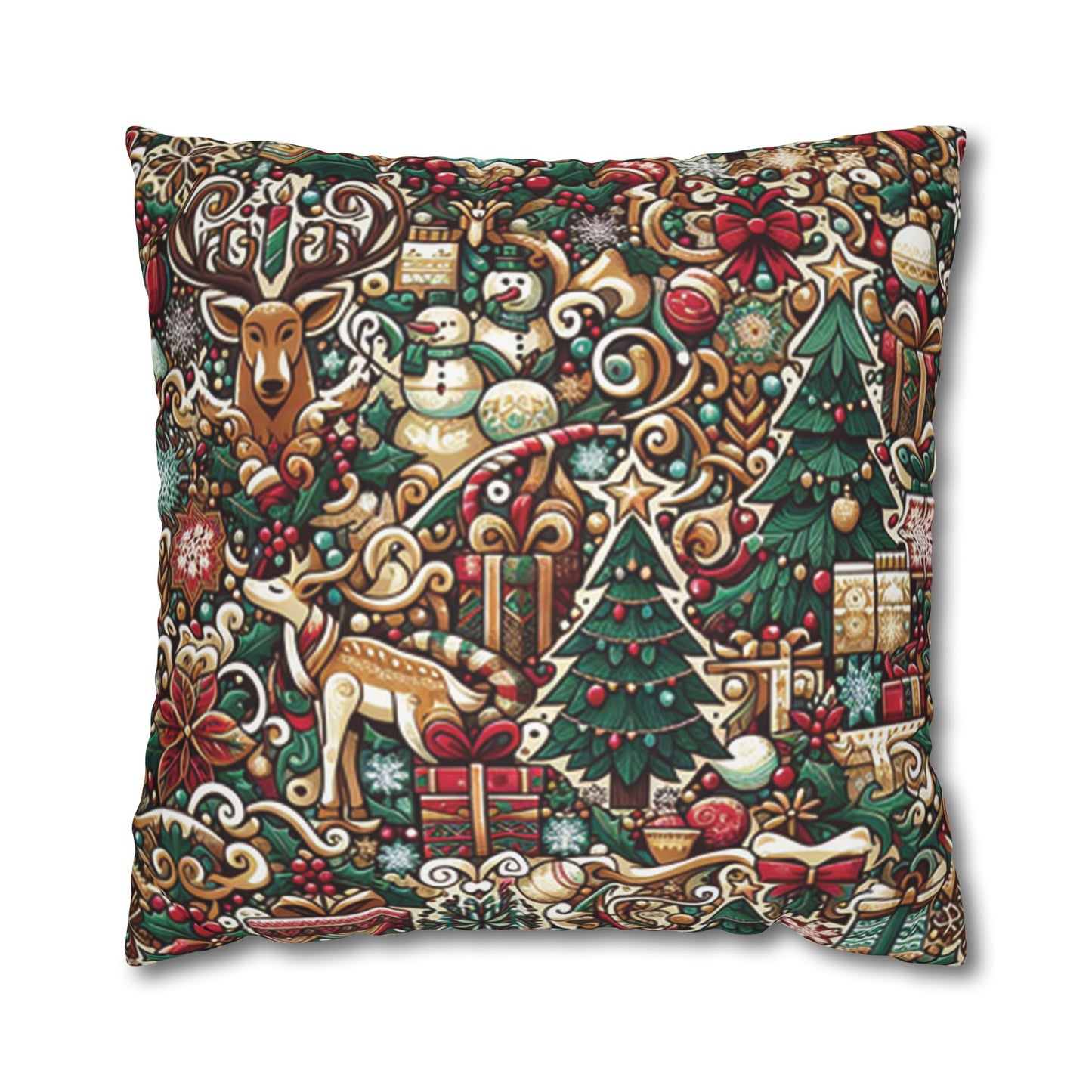Christmas Square Pillowcase, Holiday Cushion Cover, Festive Throw Pillow, Xmas Decor, Home Decor Gift - Homevalley.co.uk
