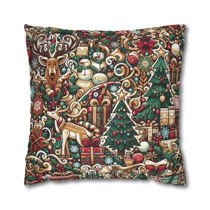 Christmas Square Pillowcase, Holiday Cushion Cover, Festive Throw Pillow, Xmas Decor, Home Decor Gift - Homevalley.co.uk