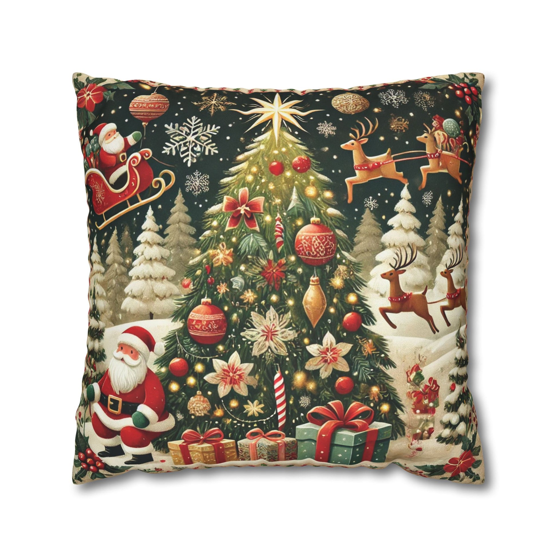 Christmas Square Pillowcase, Holiday Cushion Cover, Festive Throw Pillow, Xmas Decor, Home Decor Gift - Homevalley.co.uk