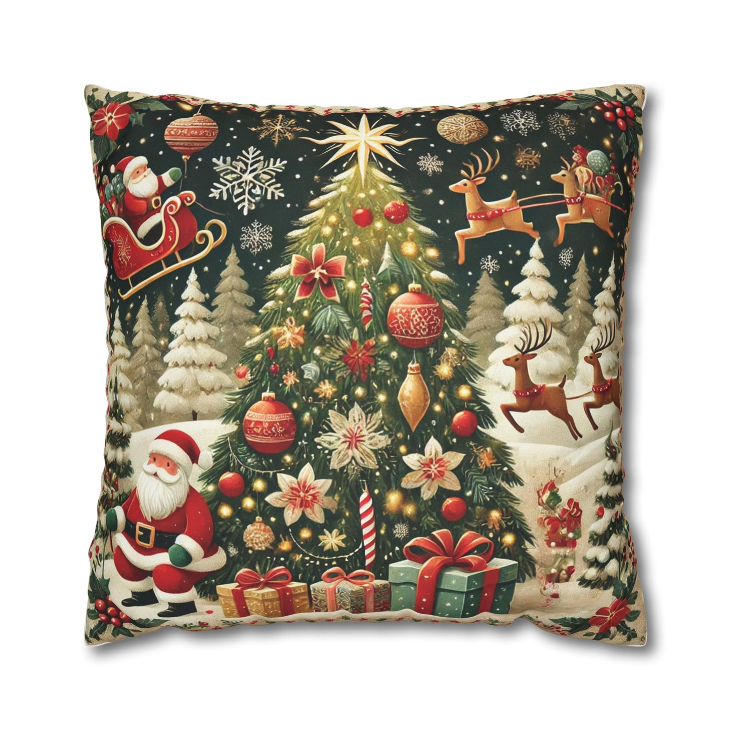 Christmas Square Pillowcase, Holiday Cushion Cover, Festive Throw Pillow, Xmas Decor, Home Decor Gift - Homevalley.co.uk
