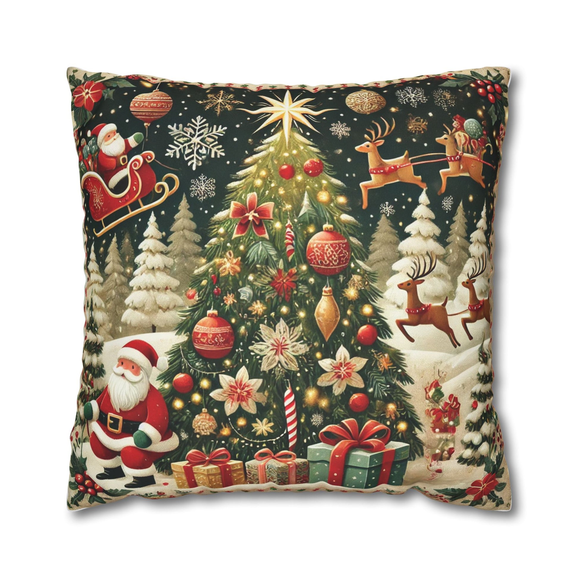 Christmas Square Pillowcase, Holiday Cushion Cover, Festive Throw Pillow, Xmas Decor, Home Decor Gift - Homevalley.co.uk