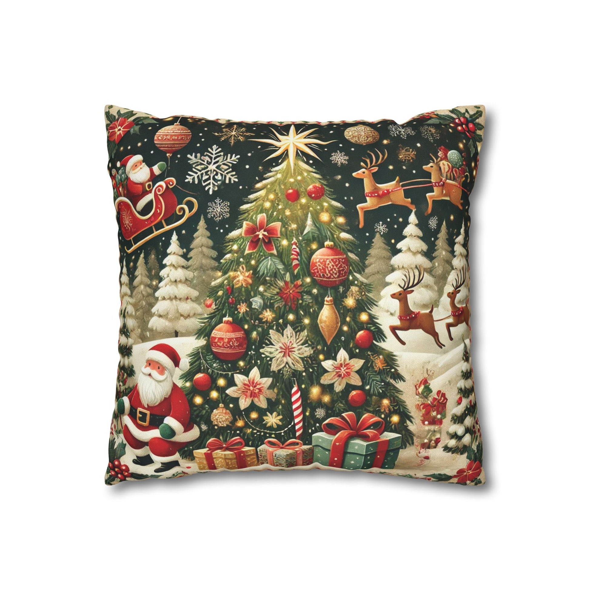 Christmas Square Pillowcase, Holiday Cushion Cover, Festive Throw Pillow, Xmas Decor, Home Decor Gift - Homevalley.co.uk
