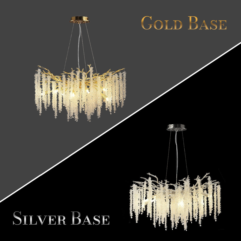 Crystal Chandelier Raindrop Hanging Pendant Lighting Fixture - Homevalley.co.uk