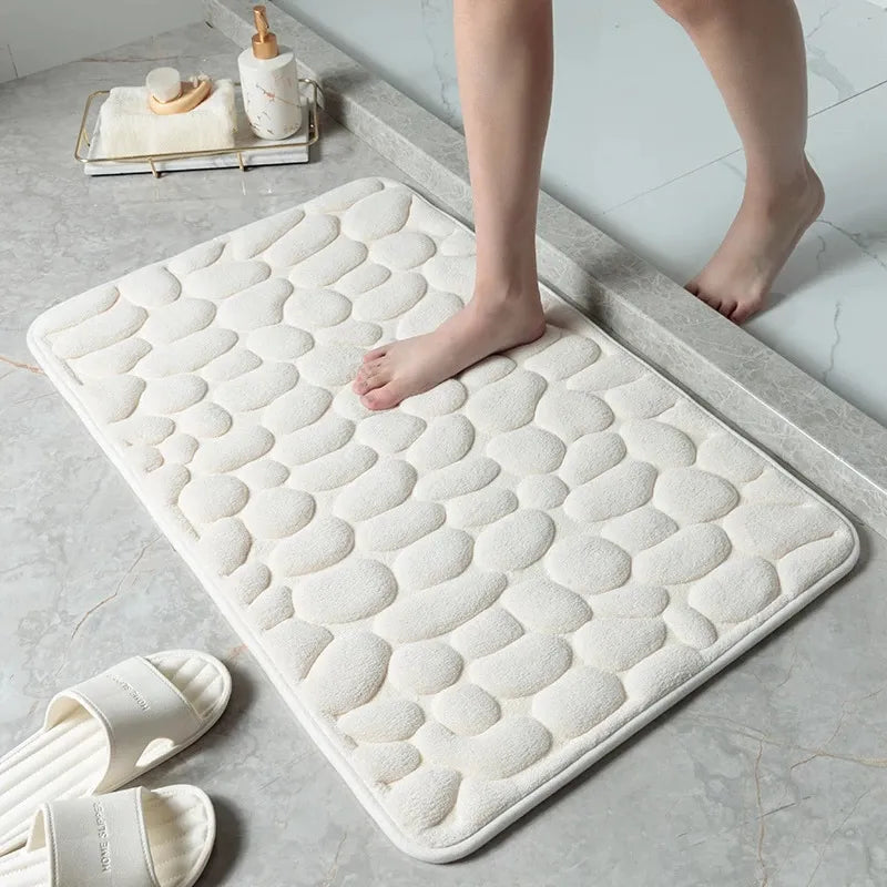 Cobblestone Embossed Non-Slip Bathroom Mat – Stylish, Safe, and Available in Multiple Colors - Homevalley.co.uk
