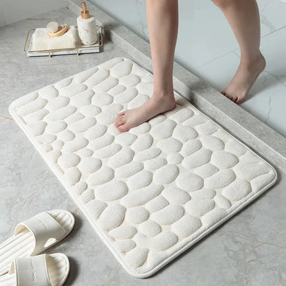Cobblestone Embossed Non-Slip Bathroom Mat – Stylish, Safe, and Available in Multiple Colors - Homevalley.co.uk