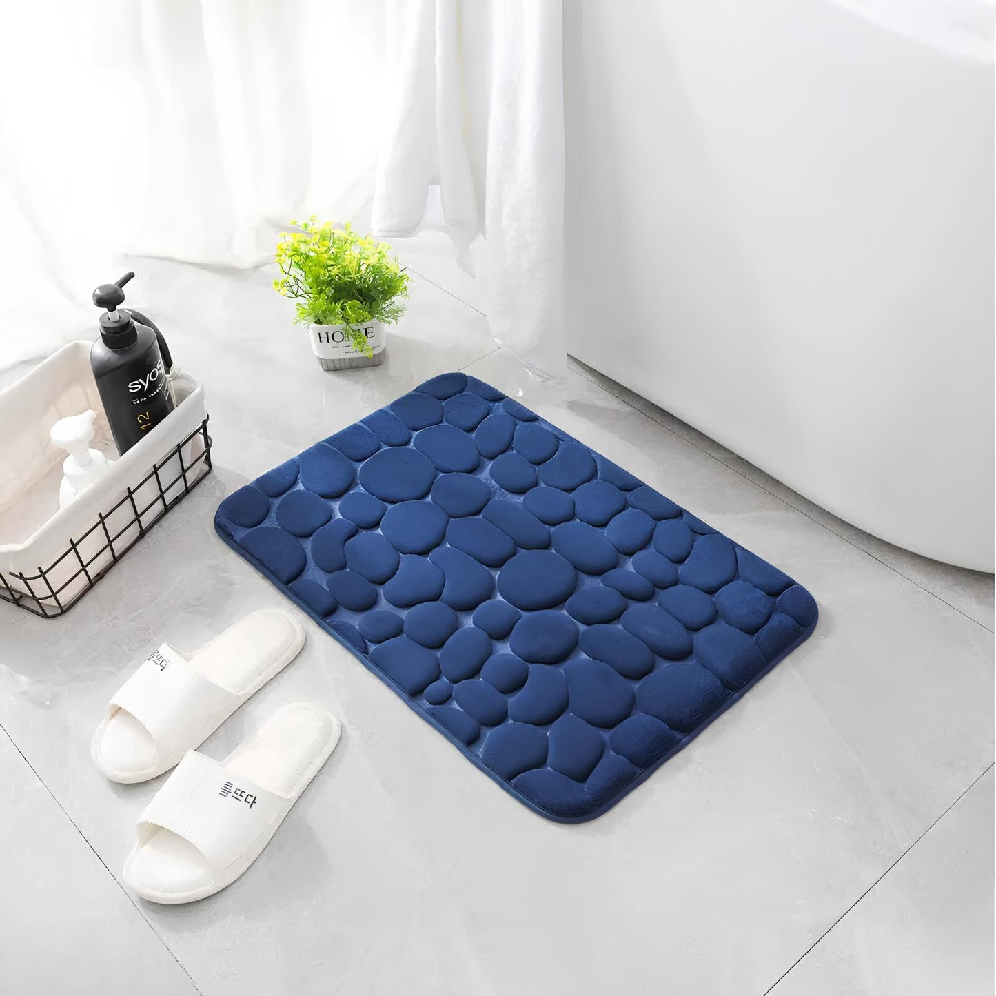 Cobblestone Embossed Non-Slip Bathroom Mat – Stylish, Safe, and Available in Multiple Colors - Homevalley.co.uk
