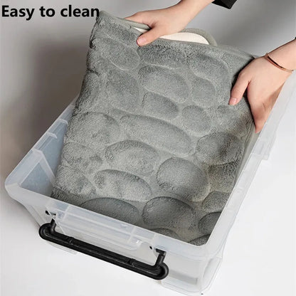 Cobblestone Embossed Non-Slip Bathroom Mat – Stylish, Safe, and Available in Multiple Colors - Homevalley.co.uk