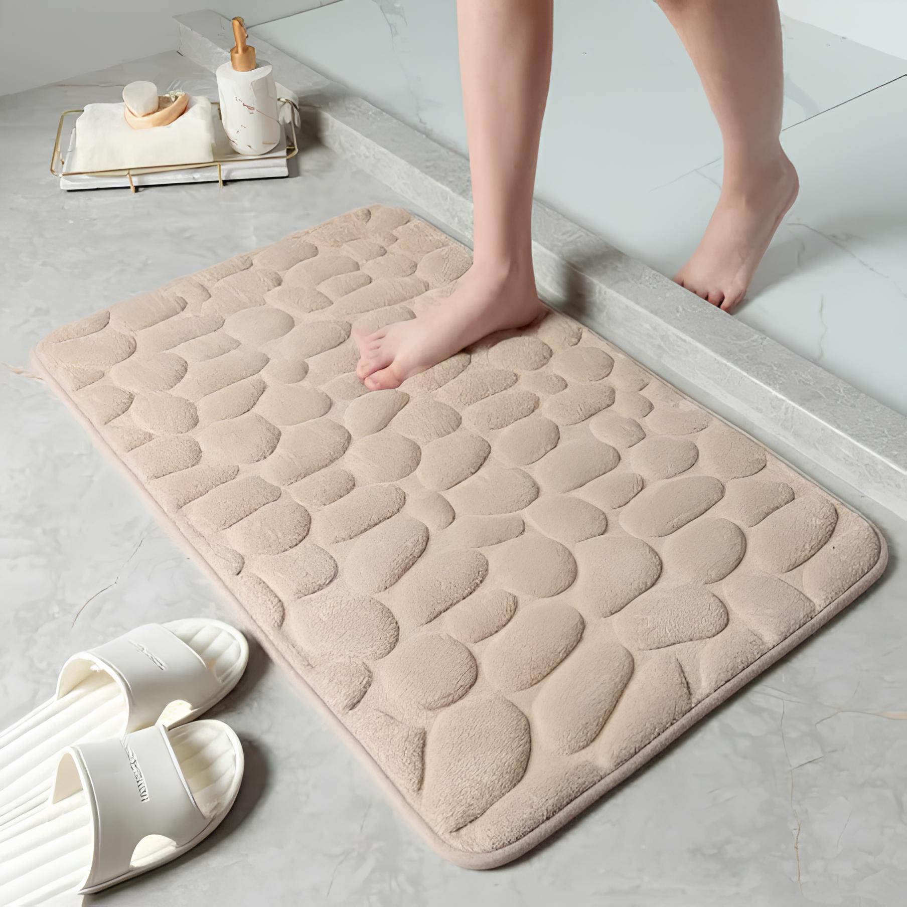 Cobblestone Embossed Non-Slip Bathroom Mat – Stylish, Safe, and Available in Multiple Colors - Homevalley.co.uk