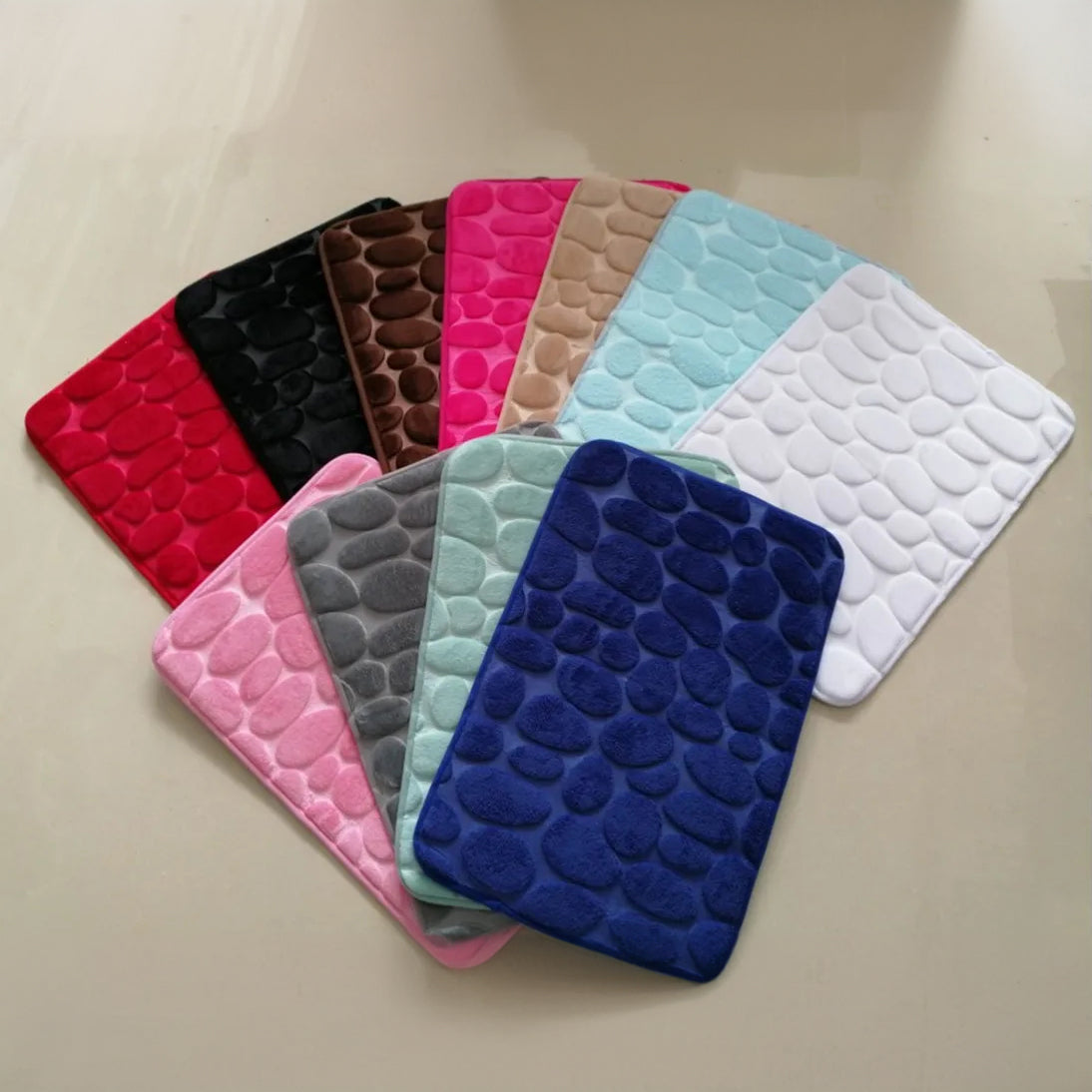Cobblestone Embossed Non-Slip Bathroom Mat – Stylish, Safe, and Available in Multiple Colors - Homevalley.co.uk