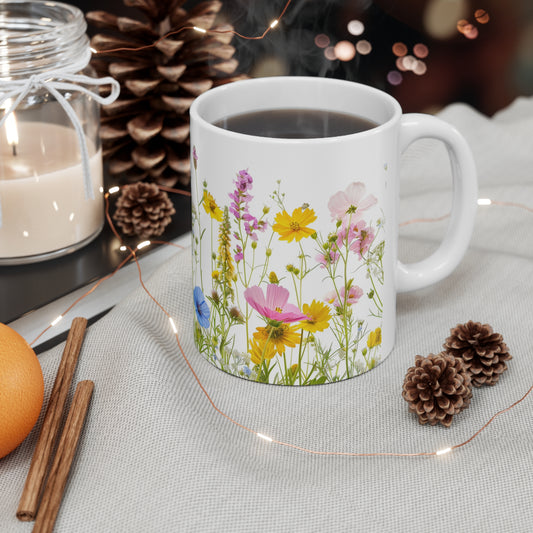 Coffee Mug Pressed Flowers Mug, Boho Wildflowers Cottagecore Coffee Mug, Flower Garden Lover, Gift For Her, Botanical Mug, Spring Floral11oz - Homevalley.co.uk