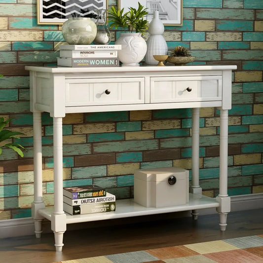 Console Table with Two Drawers and Bottom Shelf - Homevalley.co.uk