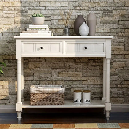 Console Table with Two Drawers and Bottom Shelf - Homevalley.co.uk