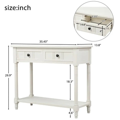 Console Table with Two Drawers and Bottom Shelf - Homevalley.co.uk