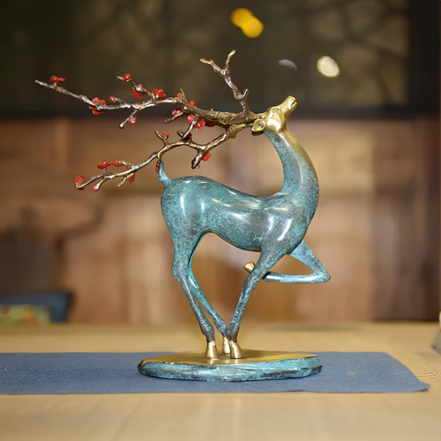 Copper Deer Statue Sculpture Figurine - Homevalley.co.uk