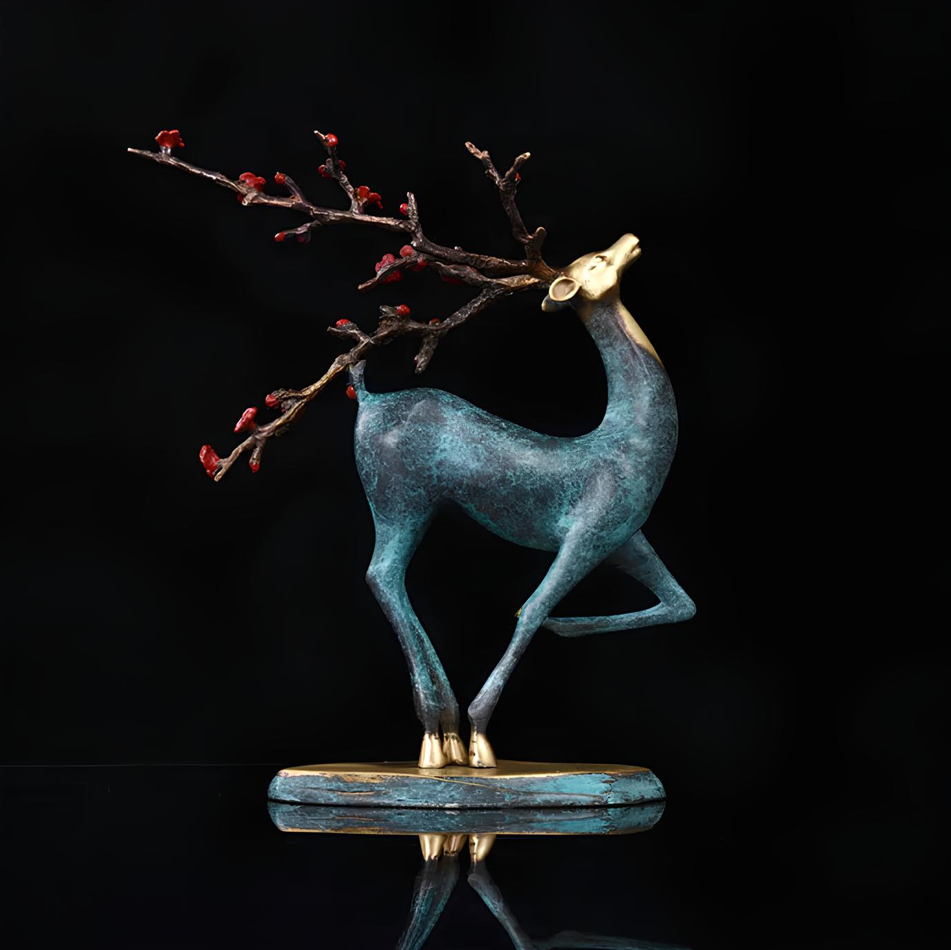 Copper Deer Statue Sculpture Figurine - Homevalley.co.uk