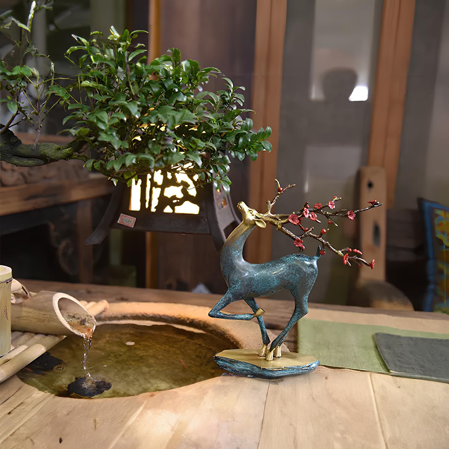 Copper Deer Statue Sculpture Figurine - Homevalley.co.uk