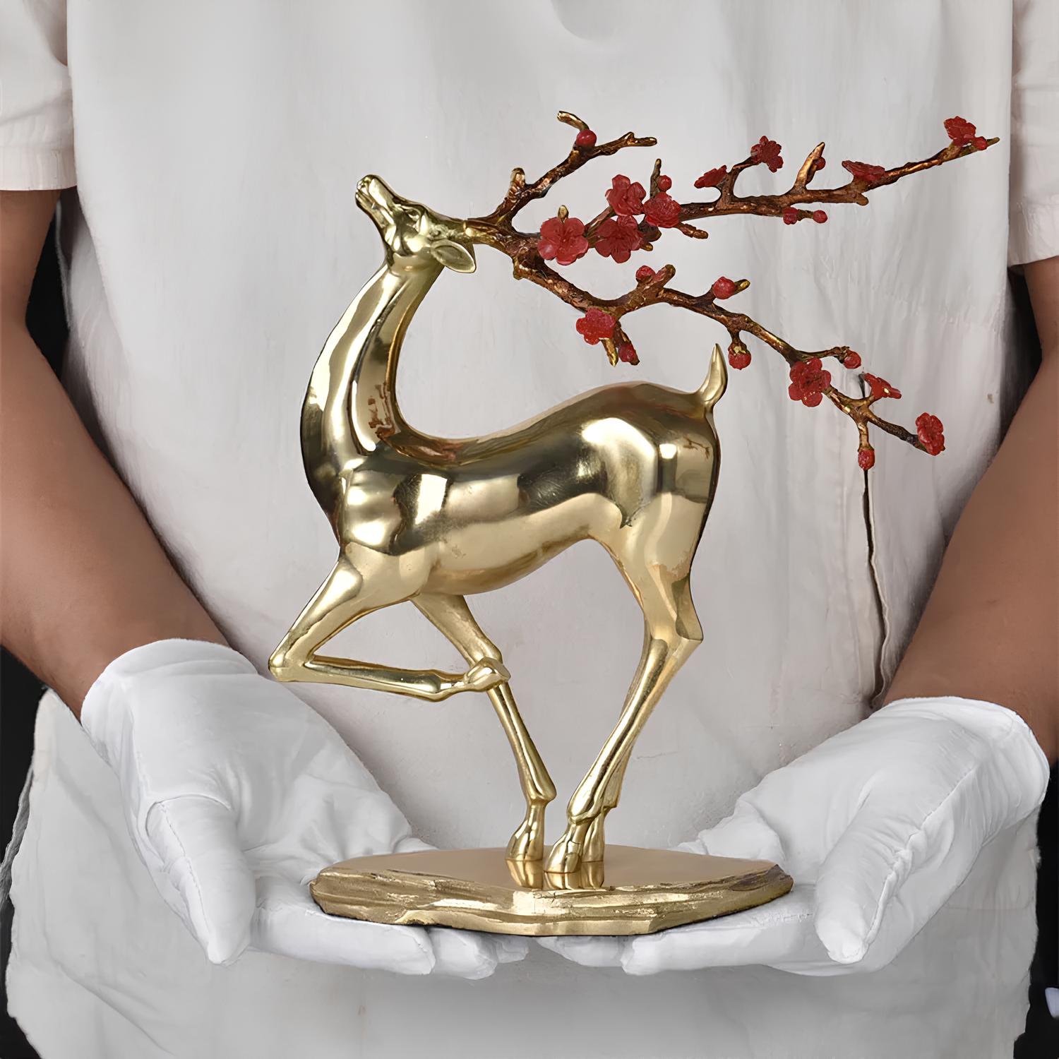 Copper Deer Statue Sculpture Figurine - Homevalley.co.uk