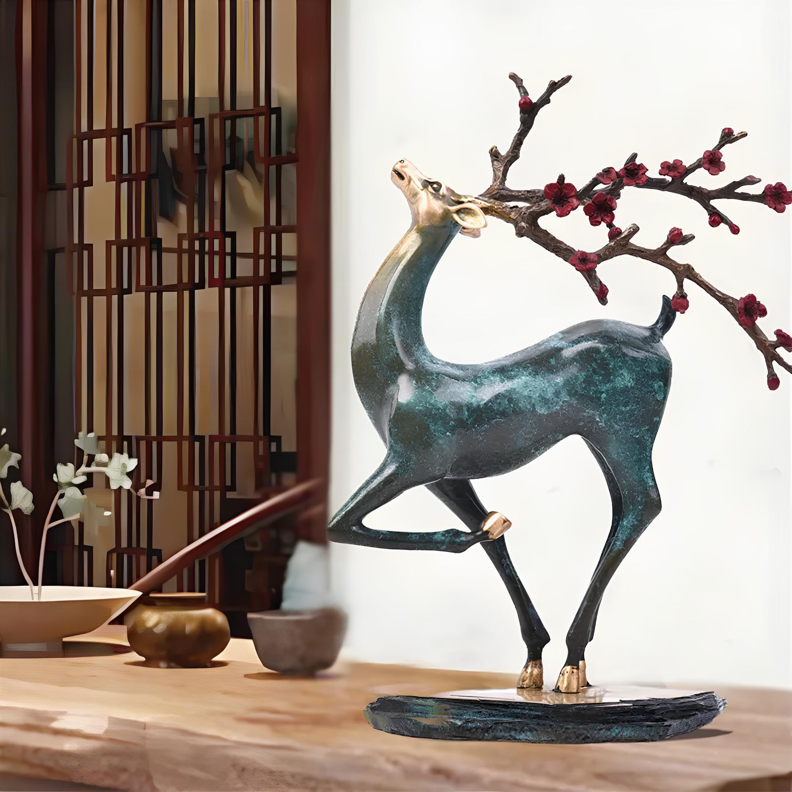 Copper Deer Statue Sculpture Figurine - Homevalley.co.uk