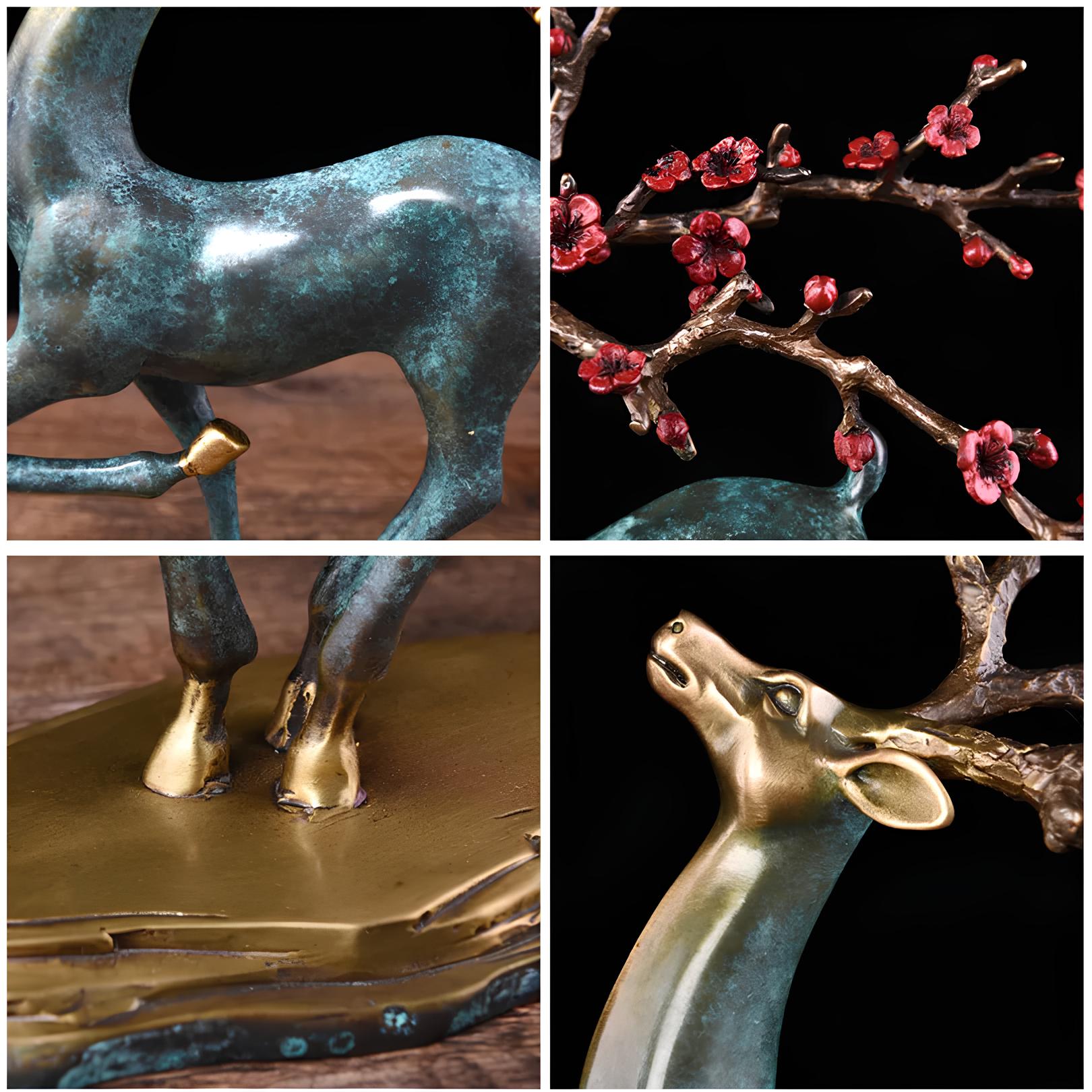 Copper Deer Statue Sculpture Figurine - Homevalley.co.uk