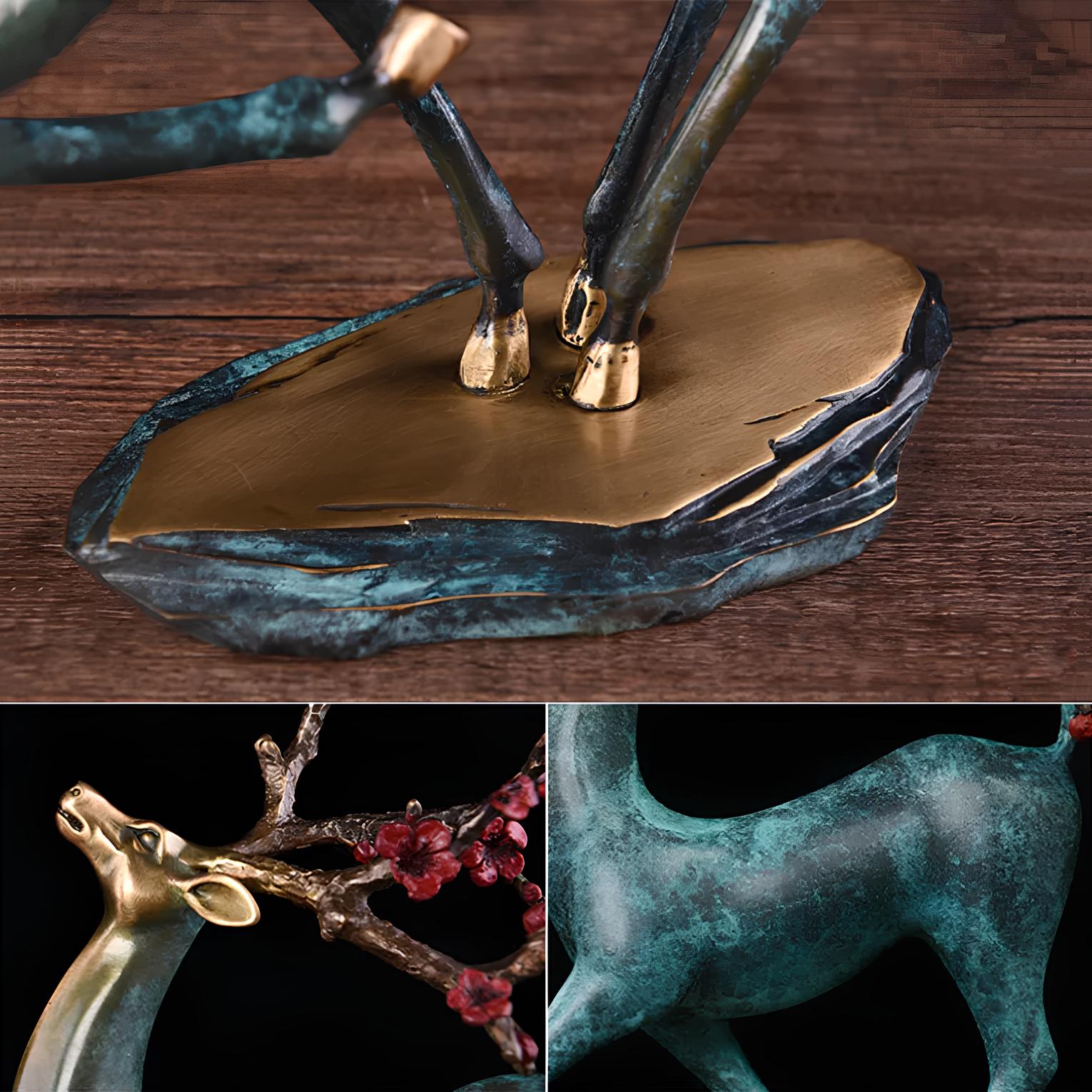 Copper Deer Statue Sculpture Figurine - Homevalley.co.uk