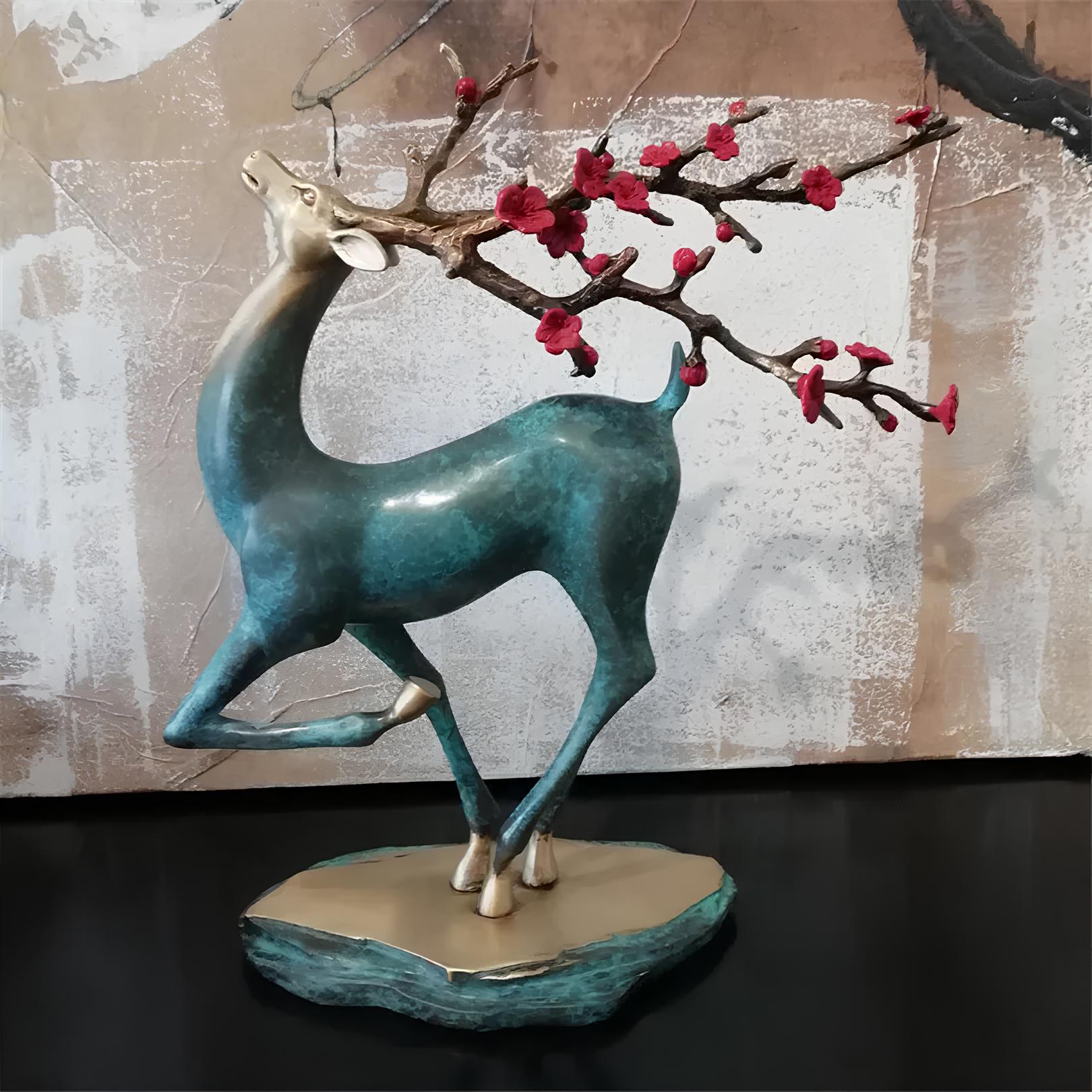 Copper Deer Statue Sculpture Figurine - Homevalley.co.uk
