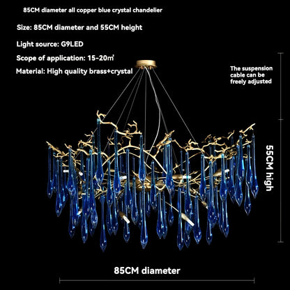 Copper Luxury Blue Crystal Chandelier - Homevalley.co.uk