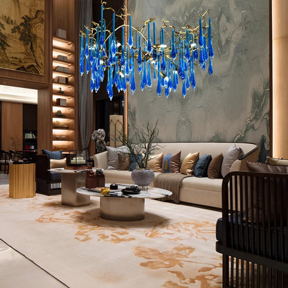 Copper Luxury Blue Crystal Chandelier - Homevalley.co.uk