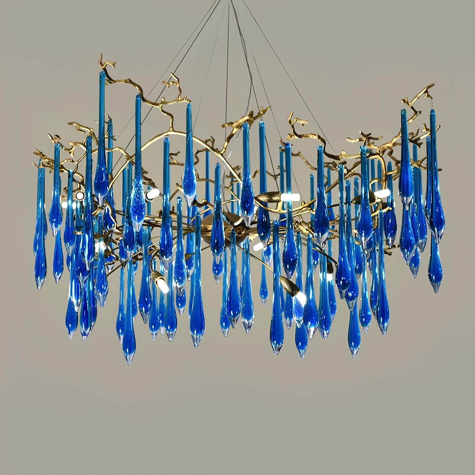 Copper Luxury Blue Crystal Chandelier - Homevalley.co.uk
