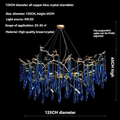 Copper Luxury Blue Crystal Chandelier - Homevalley.co.uk