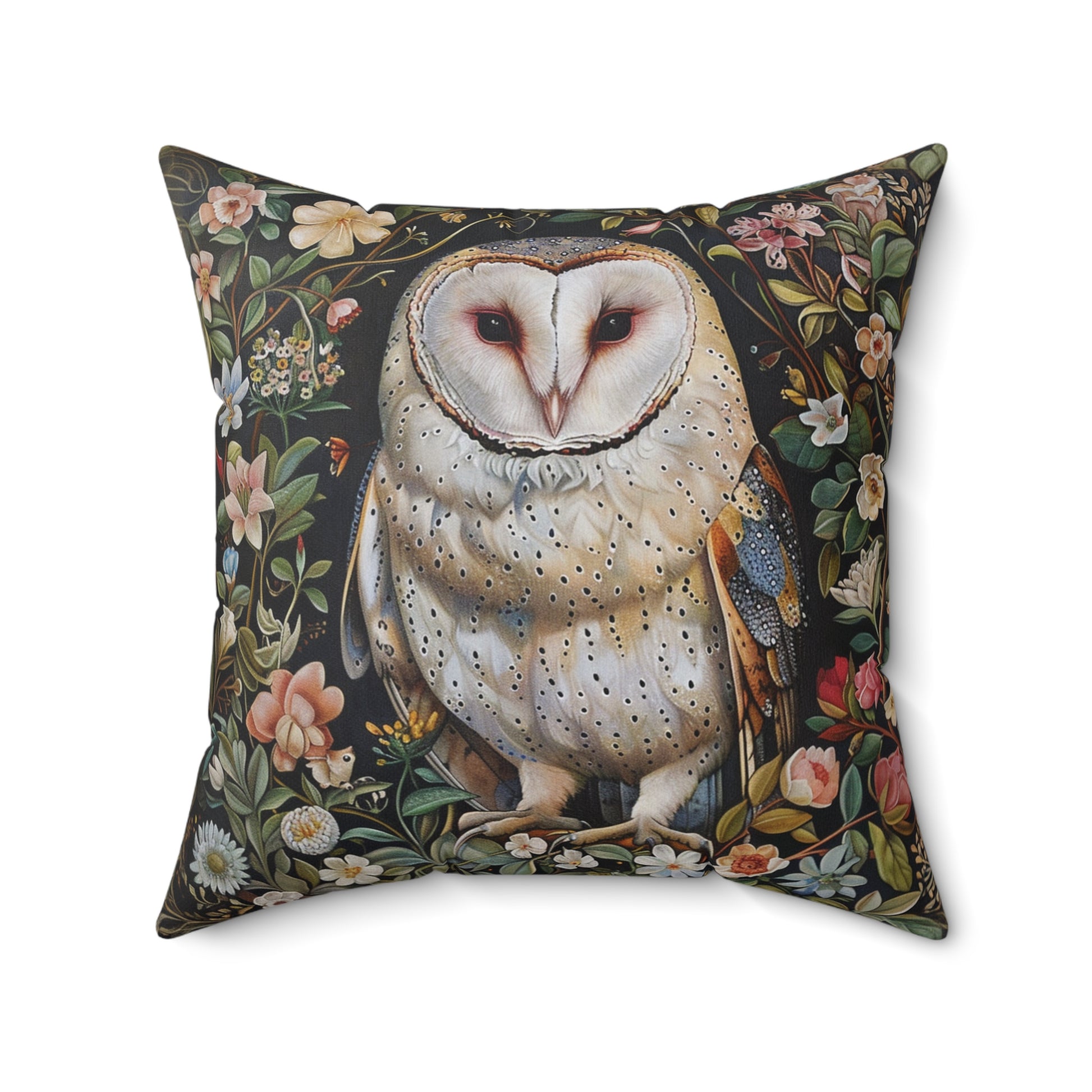 Copy of William Morris Style Square Pillow with Barn Owl Design, insert included - Homevalley.co.uk