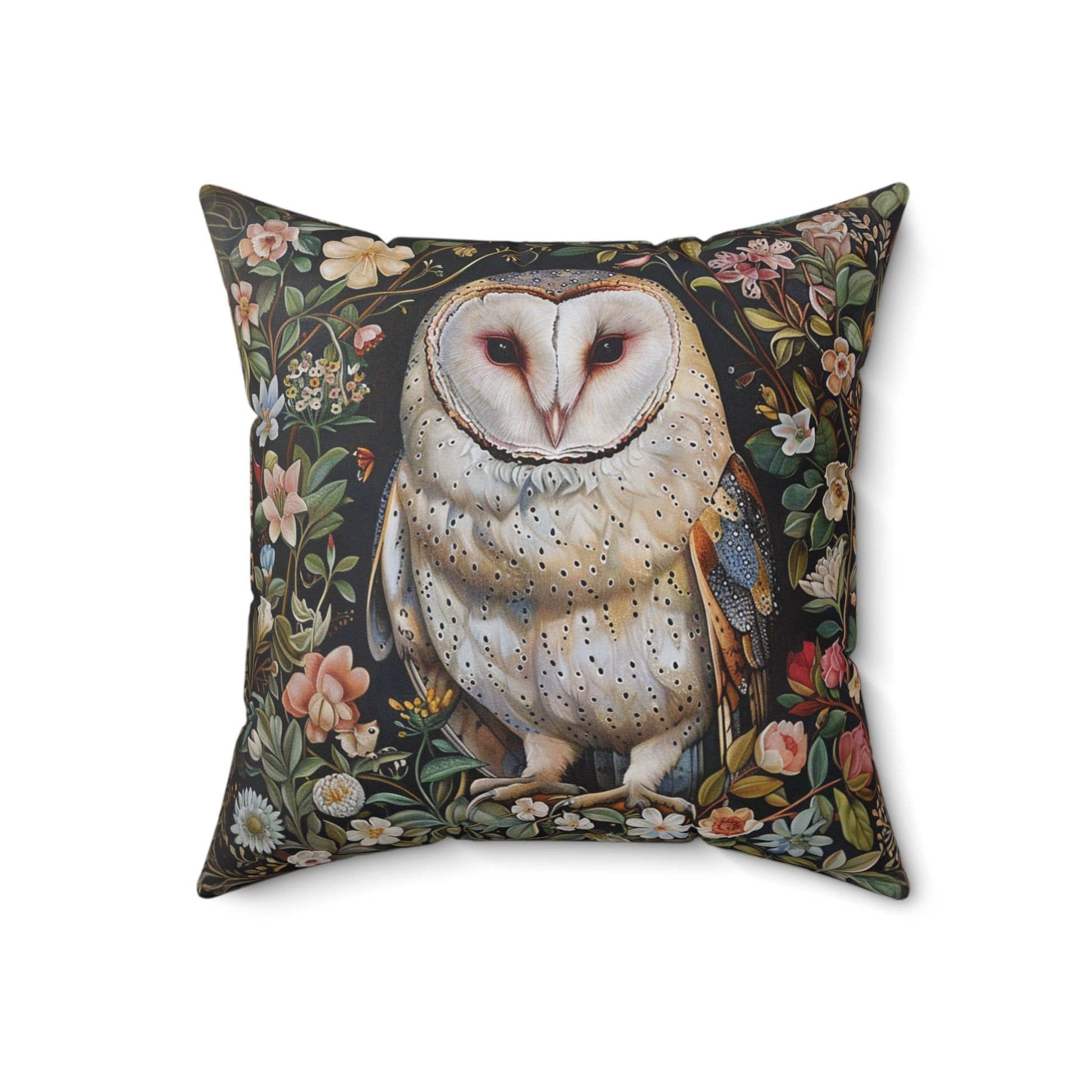 Copy of William Morris Style Square Pillow with Barn Owl Design, insert included - Homevalley.co.uk