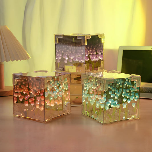 Creative DIY Tulip Flower Three-Dimensional Cube Small Night Lamp - Homevalley.co.uk