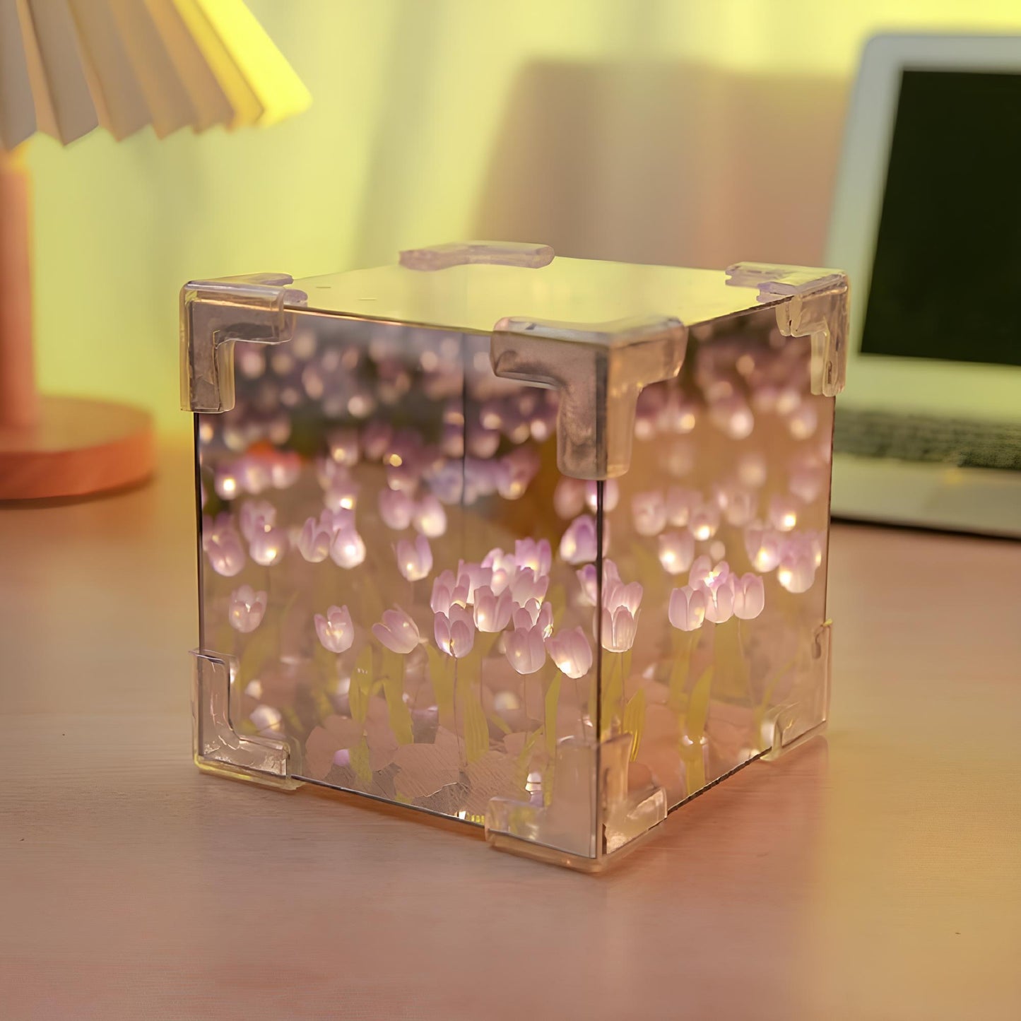 Creative DIY Tulip Flower Three-Dimensional Cube Small Night Lamp - Homevalley.co.uk