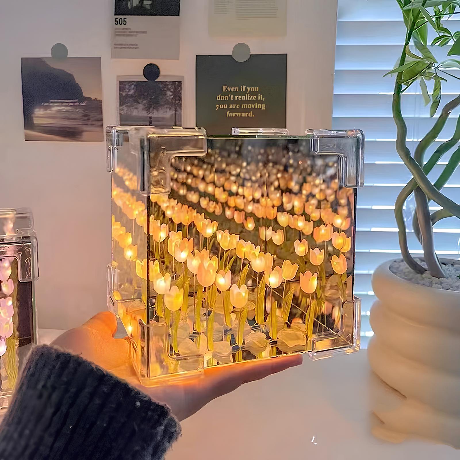 Creative DIY Tulip Flower Three-Dimensional Cube Small Night Lamp - Homevalley.co.uk