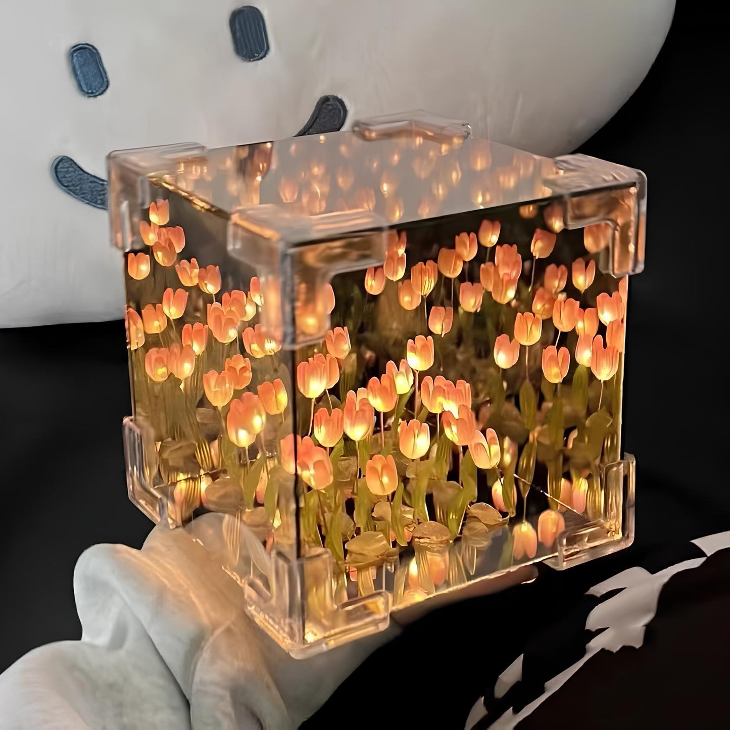 Creative DIY Tulip Flower Three-Dimensional Cube Small Night Lamp - Homevalley.co.uk