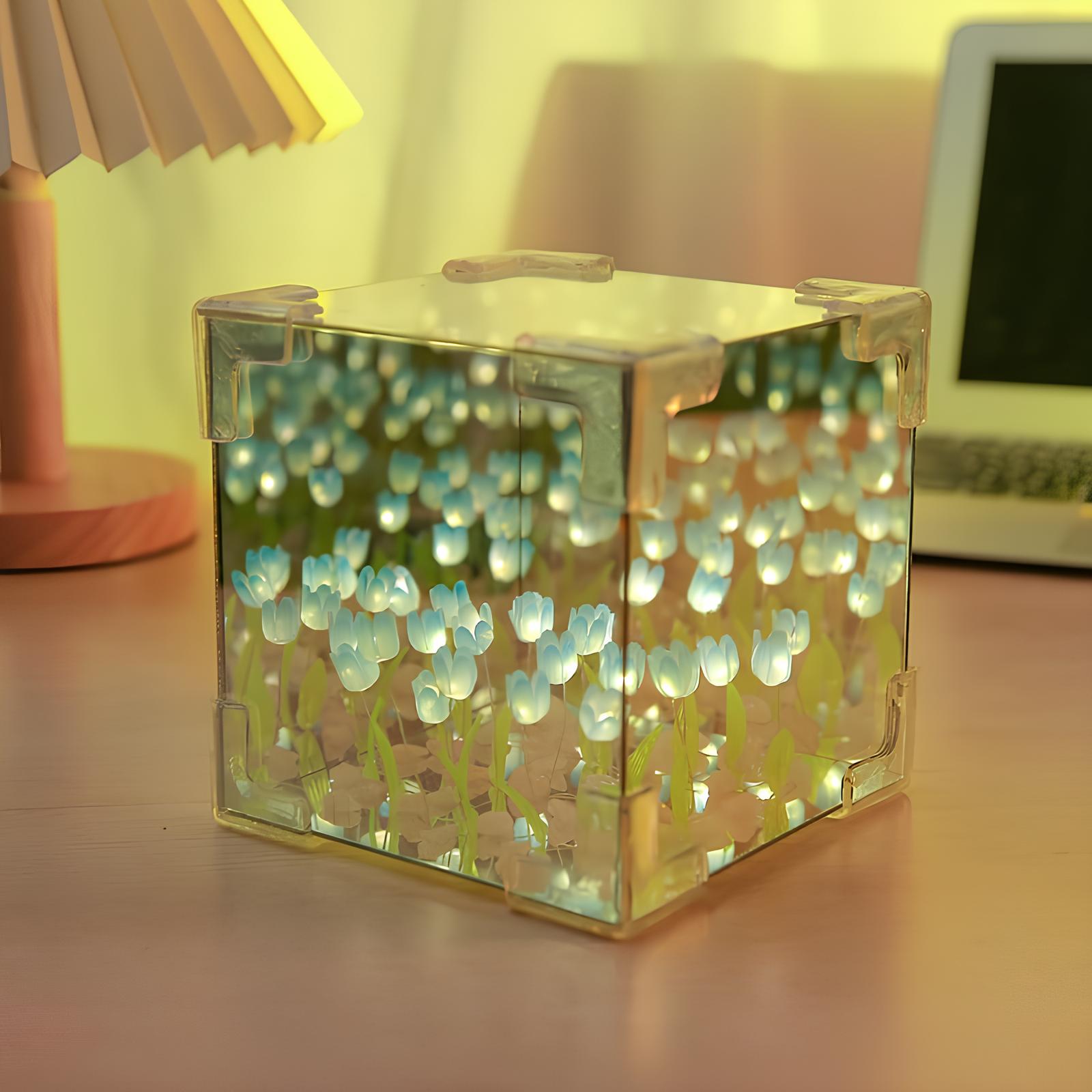 Creative DIY Tulip Flower Three-Dimensional Cube Small Night Lamp - Homevalley.co.uk