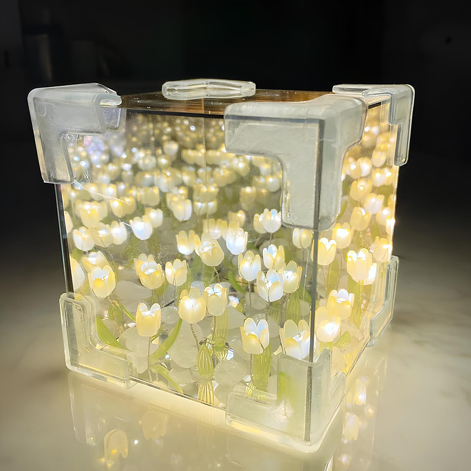 Creative DIY Tulip Flower Three-Dimensional Cube Small Night Lamp - Homevalley.co.uk