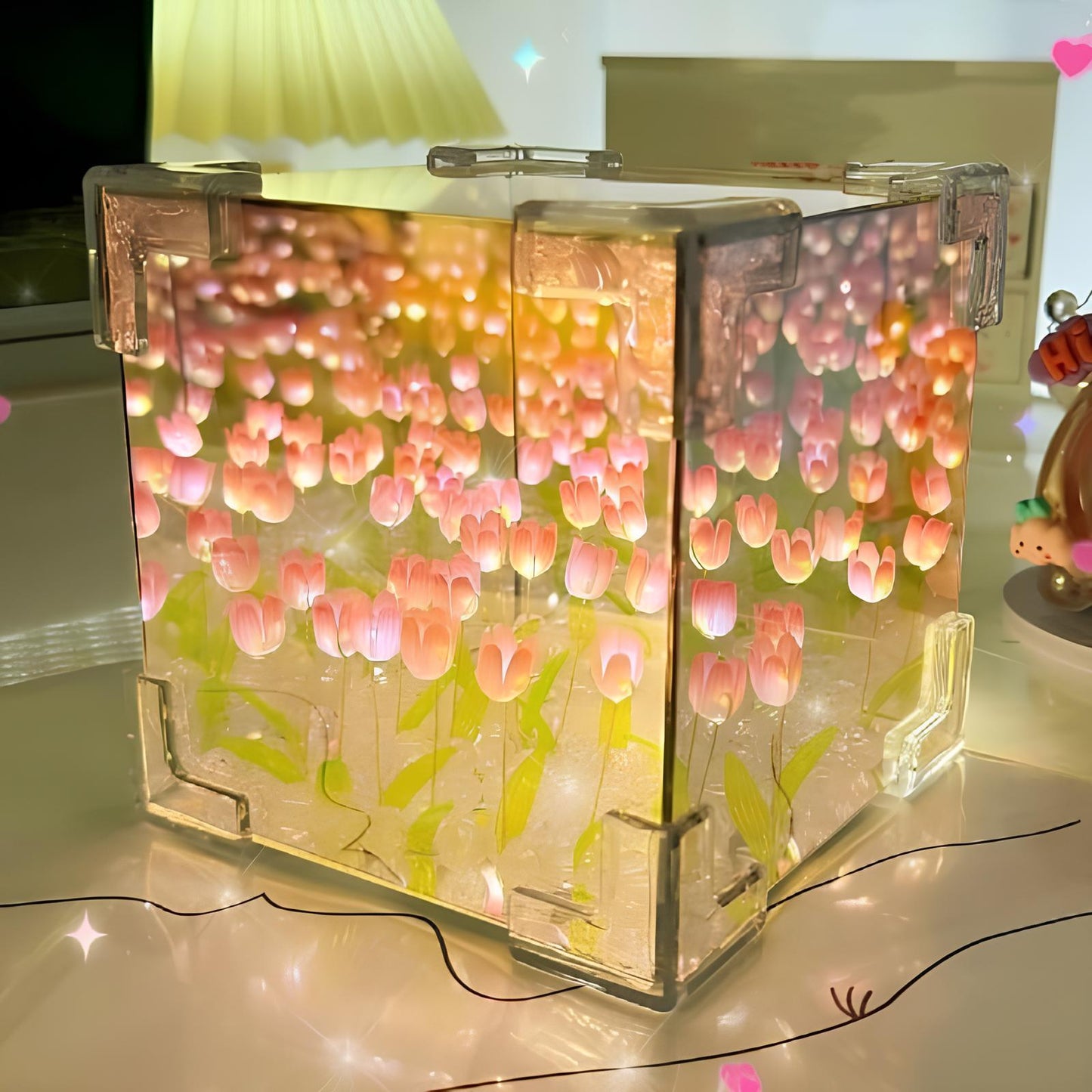 Creative DIY Tulip Flower Three-Dimensional Cube Small Night Lamp - Homevalley.co.uk